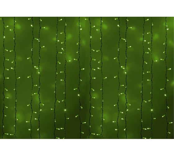 Гирлянда Neon-Night дождь, занавес, 2х3м, белый ПВХ, 760 LED зеленые 235-134 1