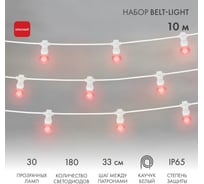 Набор Neon-Night Белт-Лайт 10 м, белый каучук, 30 ламп, красный, IP65 331-302