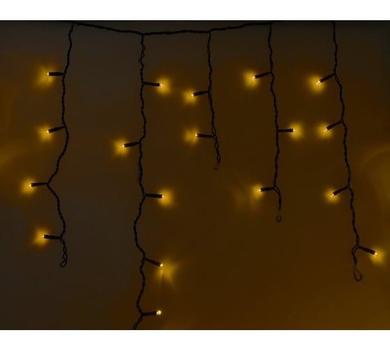 Гирлянда Neon-Night Айсикл (бахрома) 4,8x0,6 м, черный ПВХ, 176 LED Желтые, IP65, 230В 255-131