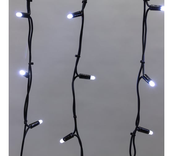 Гирлянда Neon-Night Айсикл (бахрома) 4,0x0,6 м, черный каучук, IP65, 128 LED Белые, 230В 255-225
