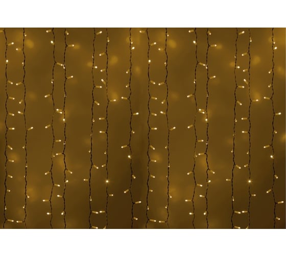 Гирлянда Neon-Night дождь, занавес, 2х1.5м, белый провод, 360 LED желтые 235-111
