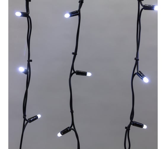 Гирлянда Neon-Night Айсикл (бахрома) 5,6x0,9 м, черный каучук, эффект мерцания, IP67, 240 LED Белые, 230В 255-255