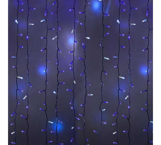 Гирлянда Neon-Night дождь, занавес, 2х3м, белый ПВХ, мерцающий "Flashing", 760 LED синие 235-213 1