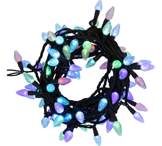 Гирлянда Neon-Night Мультишишки, 10м, 80 LED, RGB, черный Каучук 303-509-3