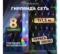Гирлянда Neon-Night сеть 1х1.5м, прозрачный ПВХ, 96 LED мульти 215-119-6