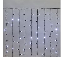 Гирлянда Neon-Night Занавес 2x1,5м, 300 LED белый, черный ПВХ, IP65, с эффектом мерцания, без блока питания 235-231