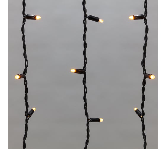 Гирлянда Neon-Night АЙСИКЛ бахрома, 4,0 х 0,6 м, черный каучук IP65, 128 LED желтые 255-221