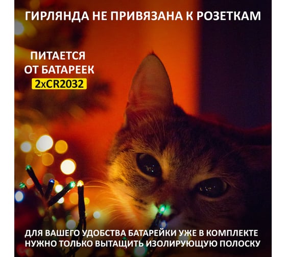Гирлянда Neon-Night Роса 2м 20 LED RGB (2хCR2032 в комплекте) 303-009