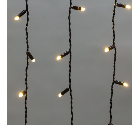 Гирлянда Neon-Night Айсикл (бахрома) 4,8x0,6 м, черный ПВХ, 176 LED Теплый белый, IP65, 230В 255-156