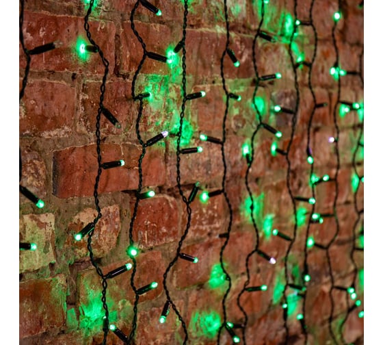 Гирлянда Neon-Night Занавес 2x1,5м, 360 LED зеленый, черный ПВХ, IP65 235-124 1