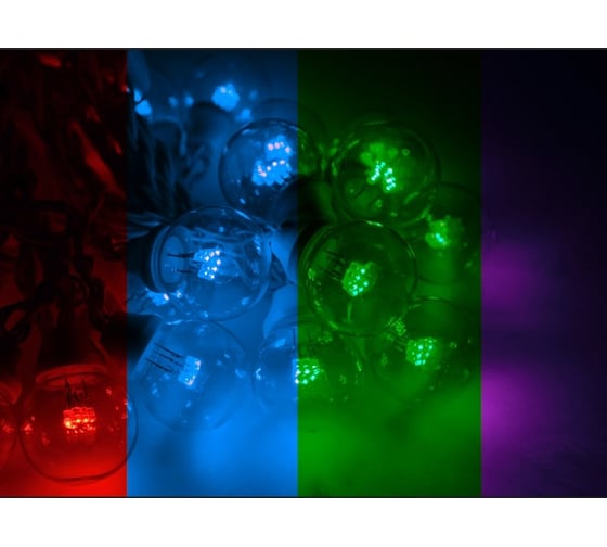 Гирлянда Neon-Night LED Galaxy Bulb String 10м, черный каучук, 30 ламп х 6 LED мульти 331-329