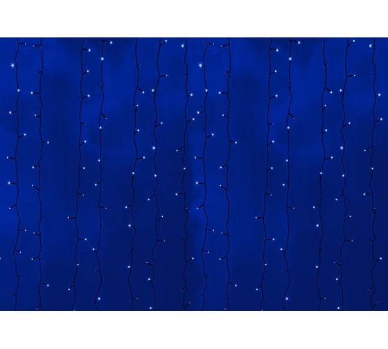 Гирлянда Neon-Night дождь, занавес, 2х9м, черный ПВХ, 2200 LED синие 235-183 1