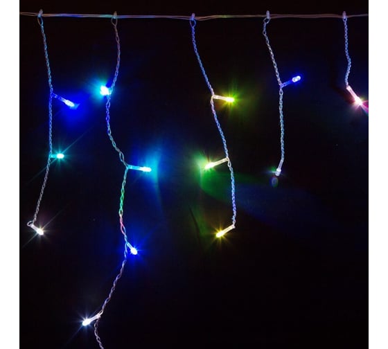 Гирлянда Neon-Night АЙСИКЛ бахрома, 1,8 х 0,5 м, прозрачный ПВХ, 48 LED RGB IP20, 255-009 1