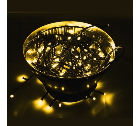 Гирлянда Neon-Night твинкл 10м, черный ПВХ, 100 LED Золотой 303-138
