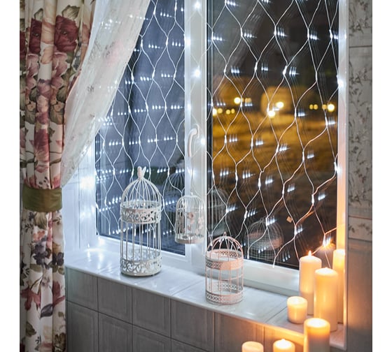Гирлянда Neon-Night сеть 1.5х1.5м, прозрачный ПВХ, 150 LED белые  8 режимов 215-125