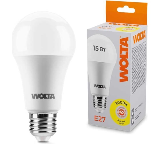 Лампа LED Wolta 3000K, 25Y60BL15E27