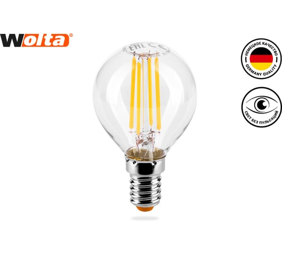 Лампа LED Wolta FILAMENT, 3000К, 25Y45GLFT7E14