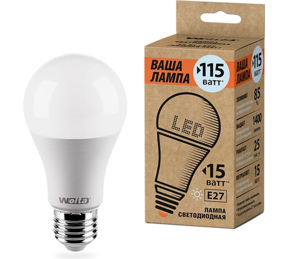 Лампа LED ВАША ЛАМПА 4000K, 25S60BL15E27-P