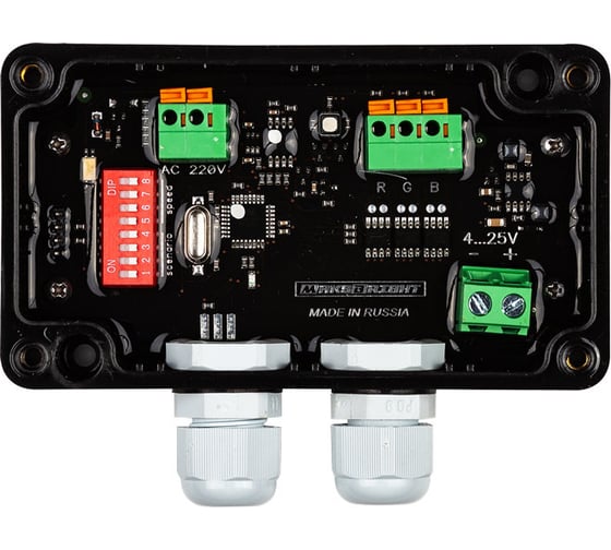 Контроллер MAKSBRIGHT 4-25В, 120-576Вт, 3x8А, ip65, 115x87x40мм Sigma RGB Synchro