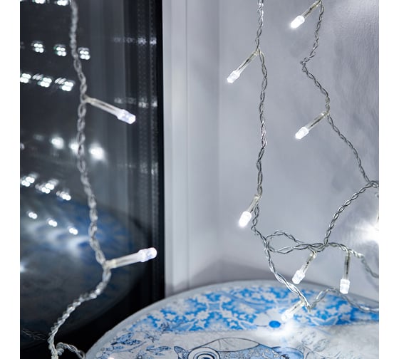 Гирлянда Neon-Night дождь (занавес) 2.5x2 м, прозрачный ПВХ, 300 LED белые, IP20 235-055