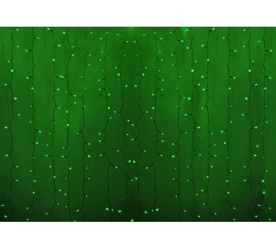 Гирлянда Neon-Night дождь (занавес) 2х1.5м, прозрачный ПВХ, 360 LED зеленые, 235-304 1