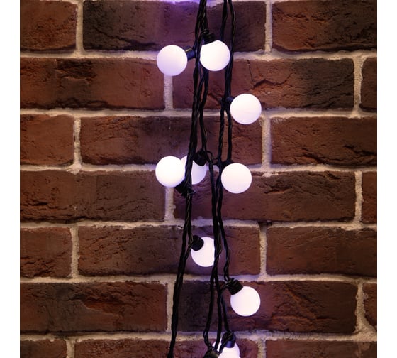 Гирлянда Neon-Night Мультишарики диаметр 38 мм, 10м, черный ПВХ, 40 LED Белые 303-575