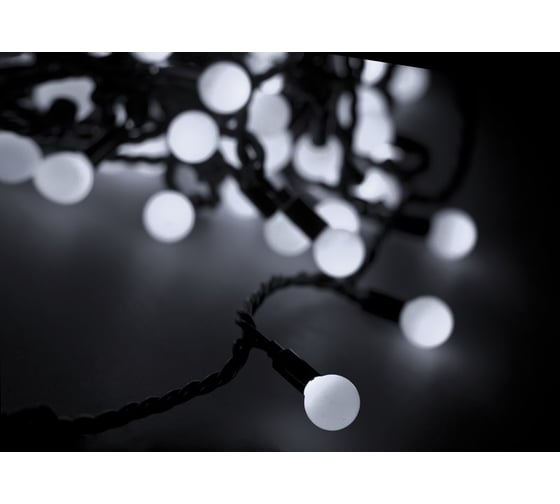 Гирлянда Neon-Night Мультишарики диаметр 38 мм, 10м, черный ПВХ, 40 LED Белые 303-575