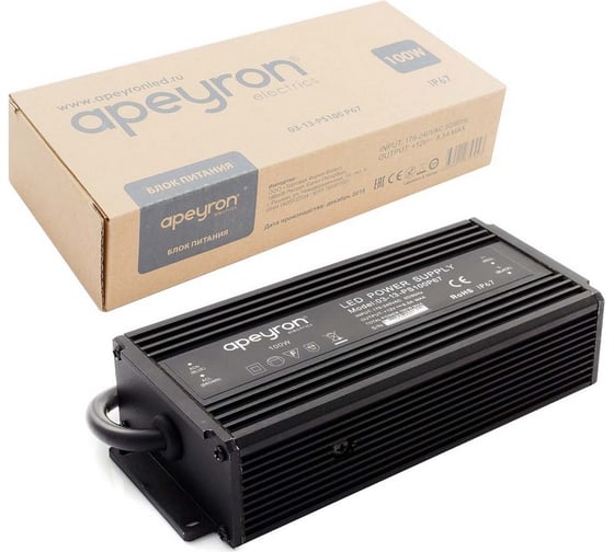 Блок питания Apeyron 12В, 100 Вт, IP67, 8.33A, металл, 135х70х38мм 03-13