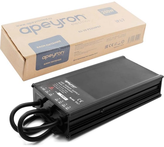 Блок Питания Apeyron 12В, 250Вт, IP67, 20,83 А, металл, 236х105х46мм / 03-39