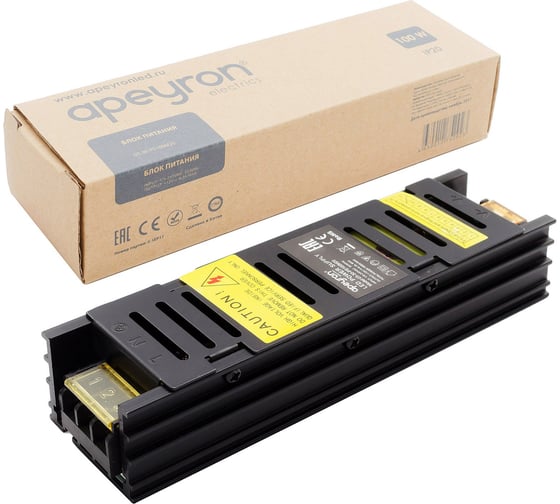 Блок питания слим Apeyron 12В, 100Вт, IP20, 8.3А, черный, 170х47.3х33.8мм 03-30