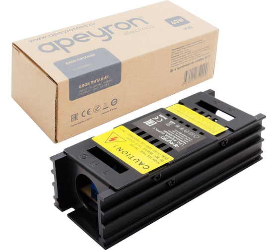 Блок питания Apeyron слим 12В, 60Вт, IP20, 5А, черный, 117.8х46.5х36мм 03-28
