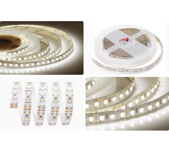 Светодиодная лента Apeyron 12В, СТ, 12Вт/м, smd2835, 120д/м, IP20, 1300Лм/м, подложка 10мм, 5м, 3000К 00-118