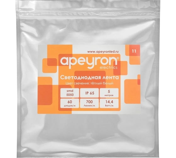 Светодиодная лента Apeyron 12В, 14,4 Вт/м 11 00-11