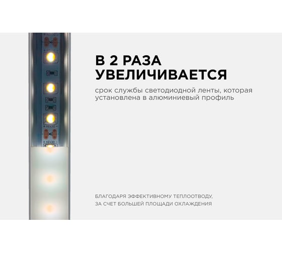 Профиль Apeyron накладной/врезной 37х20 мм для светодиодной ленты 1м СПС1235-А 08-15