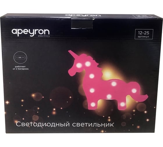 Светодиодный светильник Apeyron Единорог 3 Вт, АБС-пластик, красный, ТБ 12-25