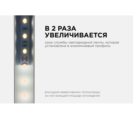 Алюминиевый угловой профиль Apeyron накладной, широкий рассеиватель 2м СПУ1616-А 08-04