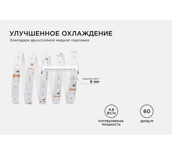 Светодиодная лента Apeyron 12В, 4,8Вт/м 35 00-35