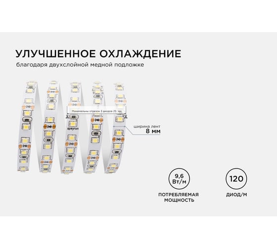 Светодиодная лента Apeyron 12В, 9,6 Вт/м 32 00-32