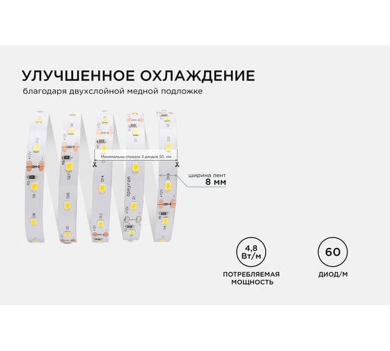 Светодиодная лента Apeyron 12В, 4,8 Вт/м 72 00-72