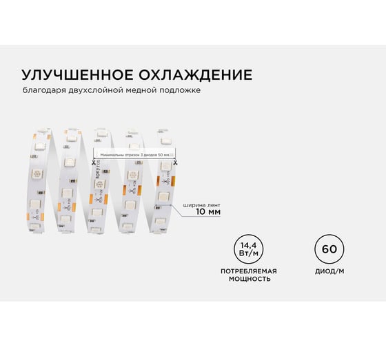 Светодиодная лента Apeyron 12В, 14,4 Вт/м 50 00-50