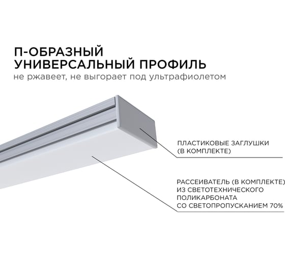 Профиль накладной/врезной Apeyron 37х20мм для светодиодной ленты, 2м. СПС1235-А 08-16