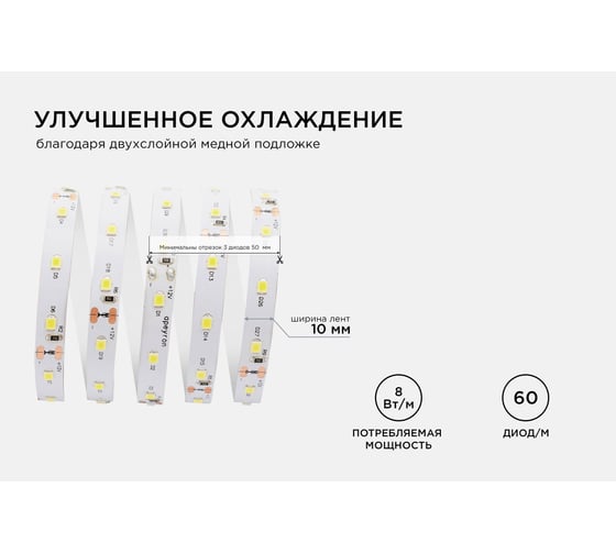 Светодиодная лента Apeyron 12В, 8 Вт/м 121