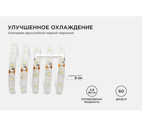 Светодиодная лента Apeyron 12В, 4,8Вт/м 08