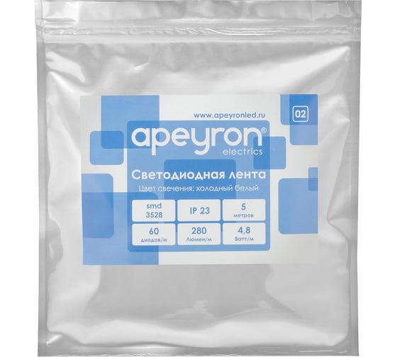 Светодиодная лента Apeyron 12В, 4,8 Вт/м 02