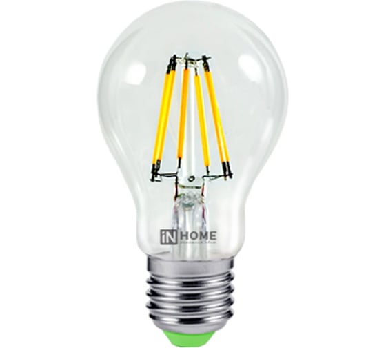 Светодиодная лампа IN HOME LED-A60-deco 5Вт 230В Е27 4000К 450Лм прозрачная 4690612008035 1