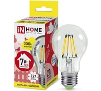 Светодиодная лампа IN HOME LED-A60-deco 7Вт 230В Е27 3000К 630Лм прозрачная 4690612008042