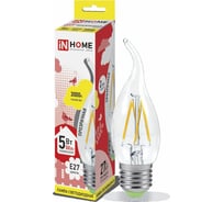 Светодиодная лампа IN HOME LED-СВЕЧА НА ВЕТРУ-deco 5Вт 230В Е27 3000К 450Лм прозрачная 4690612007649
