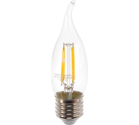 Светодиодная лампа IN HOME LED-СВЕЧА НА ВЕТРУ-deco 5Вт 230В Е27 4000К 450Лм прозрачная 4690612007656