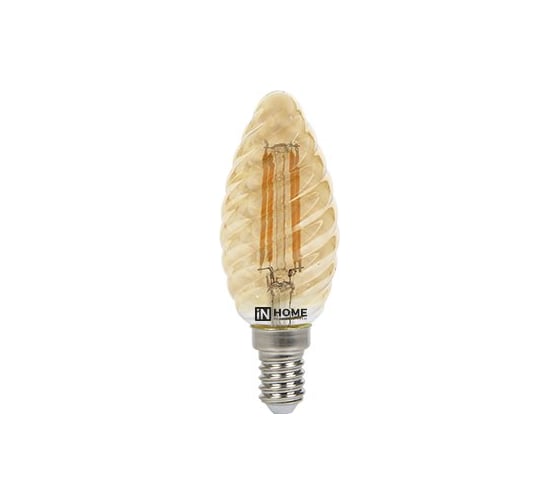 Светодиодная лампа IN HOME LED-СВЕЧА ВИТАЯ-deco 7Вт 230В Е14 3000К 630Лм золотистая 4690612007205