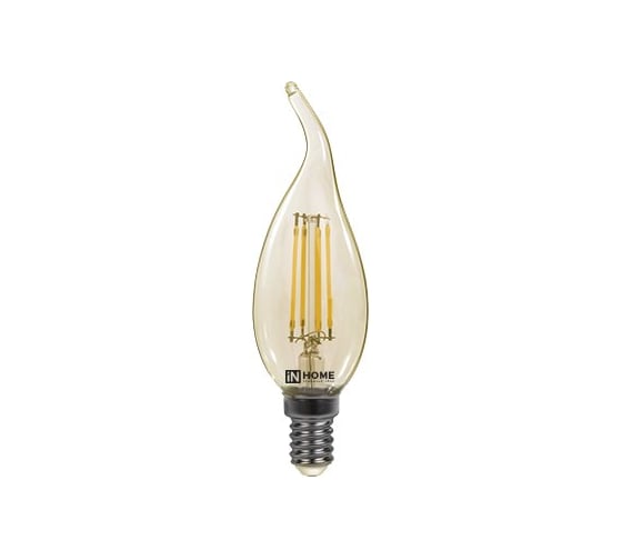 Светодиодная лампа IN HOME LED-СВЕЧА НА ВЕТРУ-deco 5Вт 230В Е14 3000К 450Лм золотистая 4690612007212